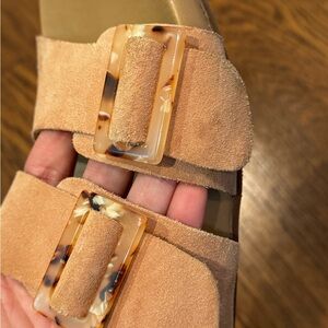 Kaanas Kuala Suede Pool Slide Sandals w/ Buckles Ice Size 6